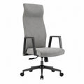 Chaise de bureau ergonomique à dossier haut réglable en hauteur 64 x 64 x 118-128 cm revêtement polyester gris et structure acier noir avec roulettes
