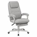 Chaise de bureau ergonomique pivotante à dossier haut 65 x 68 x 112-122 cm tissu gris clair base blanche noir
