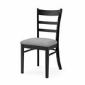 Chaise de salle à manger en bois massif noir dossier à barreaux assise en polyester gris 45 cm x 52 cm x 96 cm