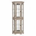 Vitrine d’angle avec portes vitrées en MDF décor chêne grisé et verre trempé 70 x 45 x 180 cm