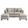 Canapé modulaire 2 places avec ottomans en tissu polyester beige clair 240 x 160 x 80 cm