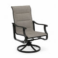 Chaise de jardin pivotante à bascule en acier noir et textilène gris 65 cm x 74 cm x 105 cm